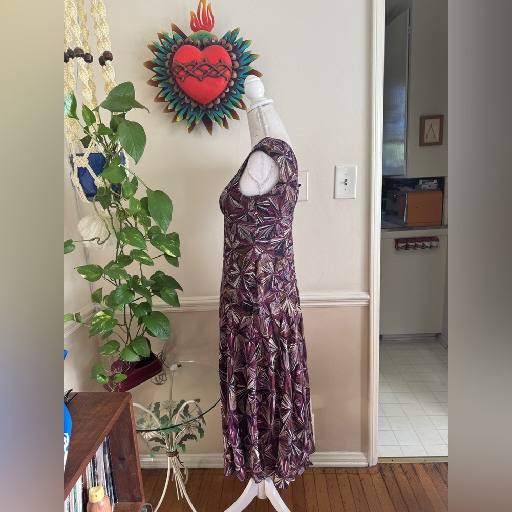 Y2K Vintage Abstract Print Silk Sundress - Picture 2 of 8